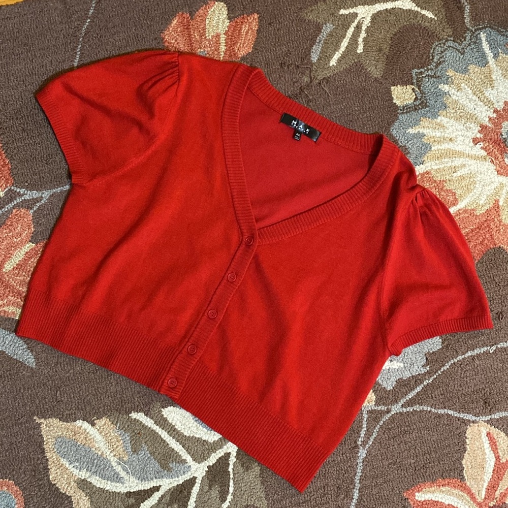 MAK Cropped Pinup Girl Sweater, Red